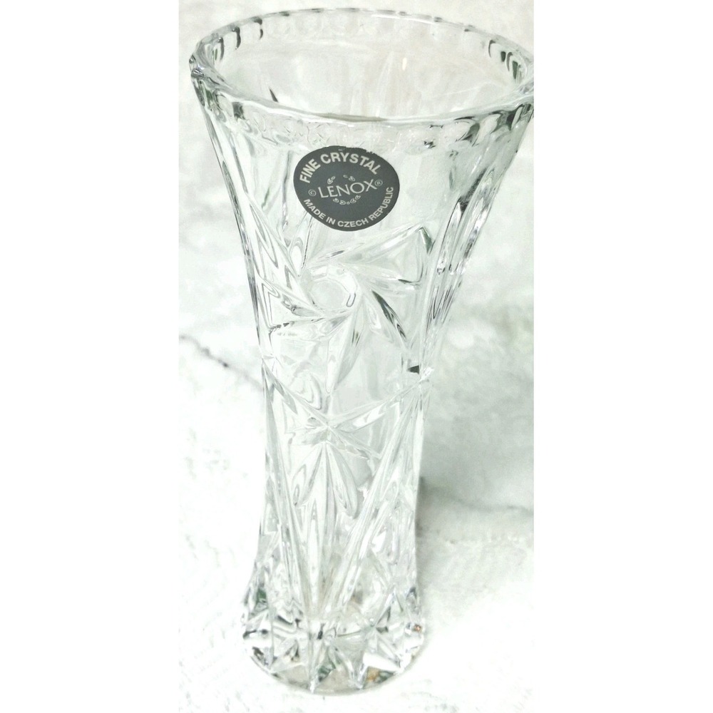 Vintage Lenox Fine Crystal Star Bud Vase 6" Czech Republic Clear Cut Glass
